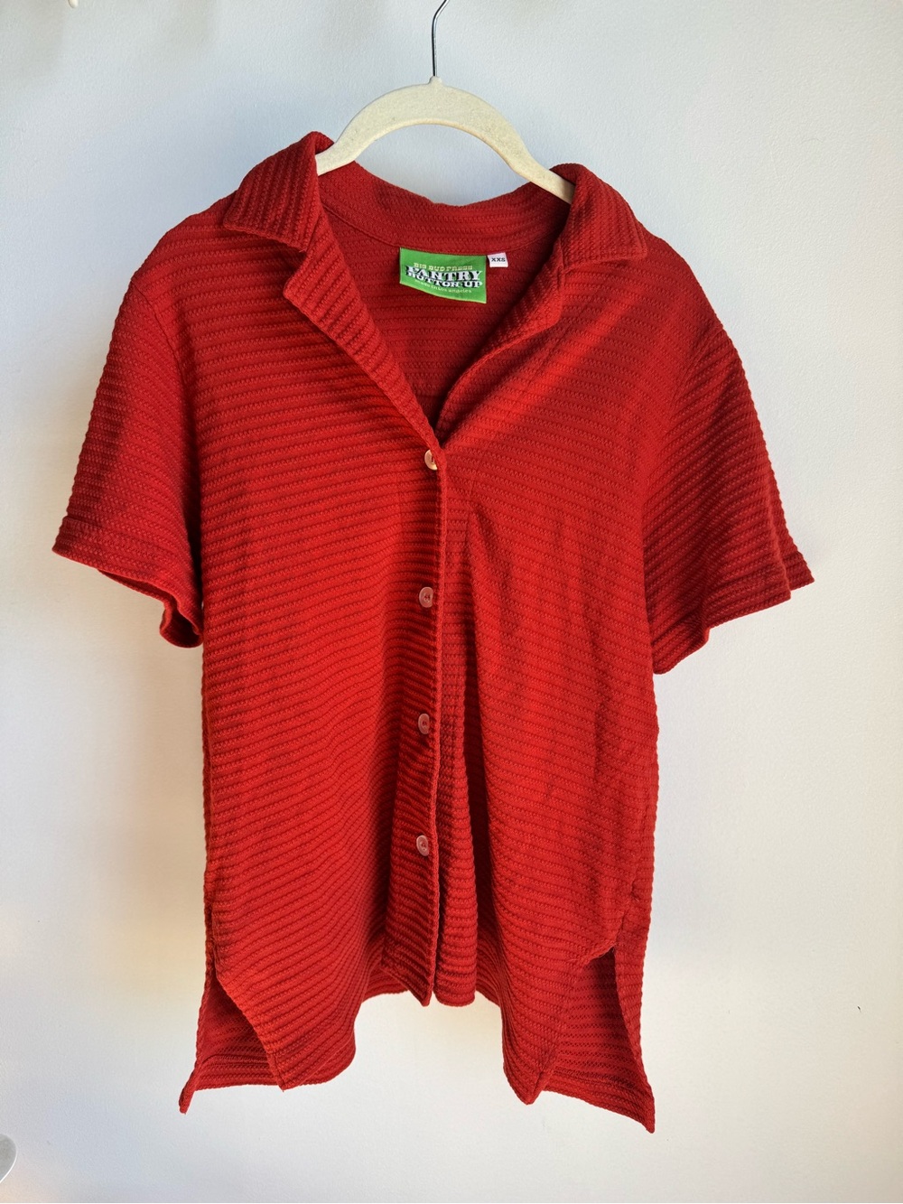 Big Bud Press Burnt Orange Textured Short-Sleeve Pantry Button-Up Top